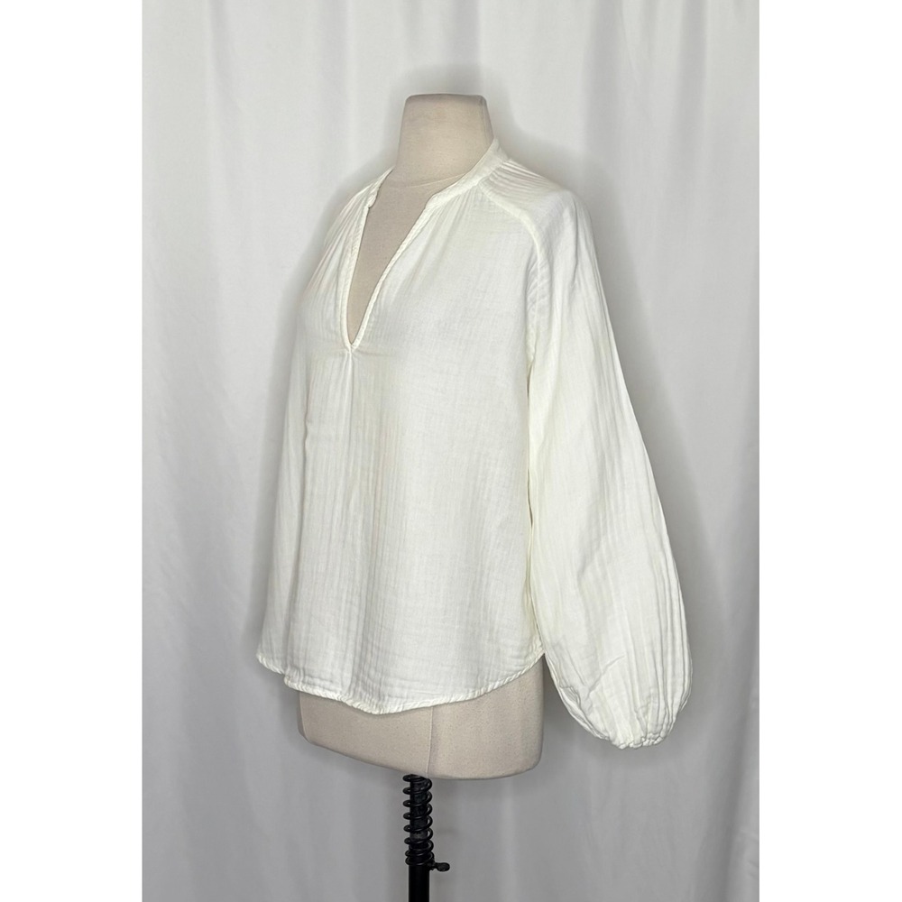 CP SHADES Swingy Gauze Off White Top Blouse Coastal Raglan Gauzy Solid X-Small - Picture 5 of 13